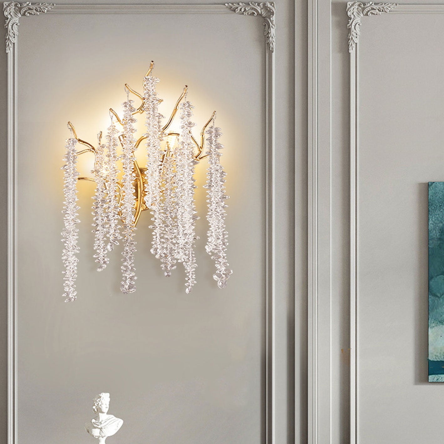 Tree Branch Crystal 3-Light Wall Lamp