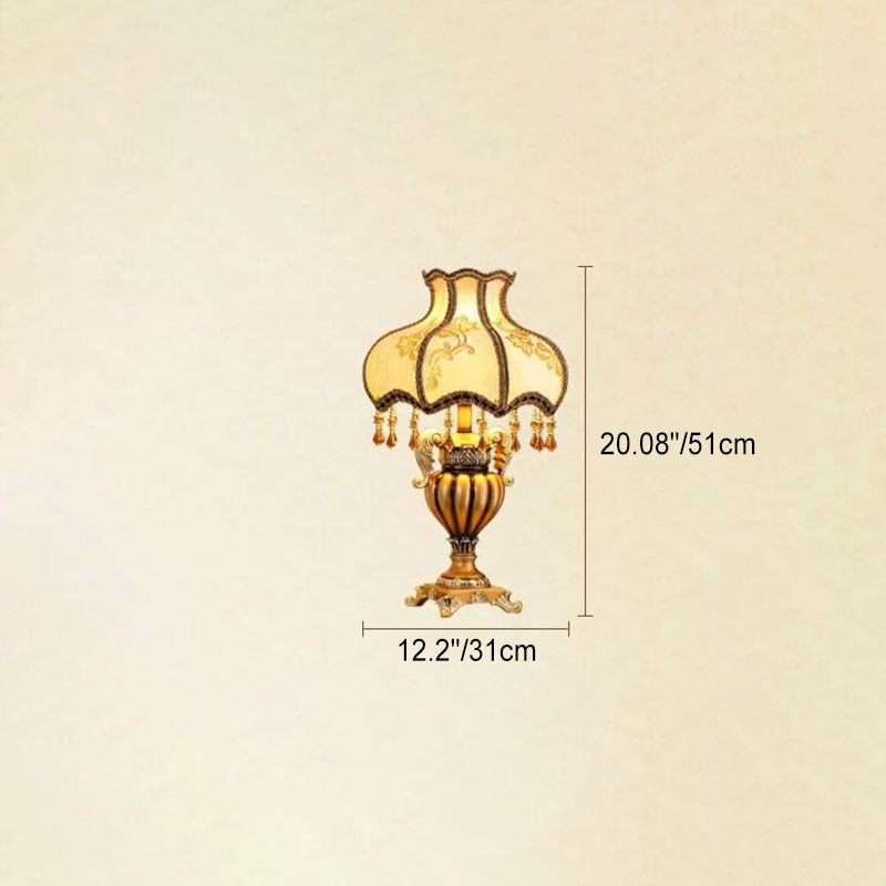 Fabric Beaded Curtain Resin Table Lamp