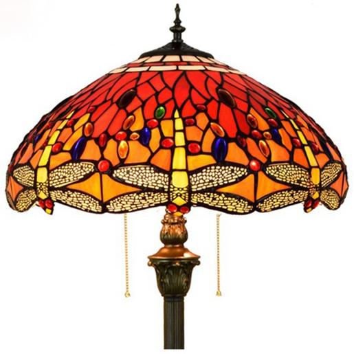 Vintage Tiffany Stained Glass 2-Light Floor Lamp