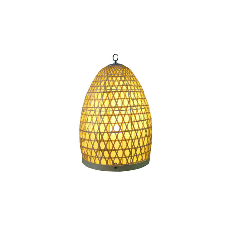 Bamboo Weaving Parchment Oval Floor Lamp