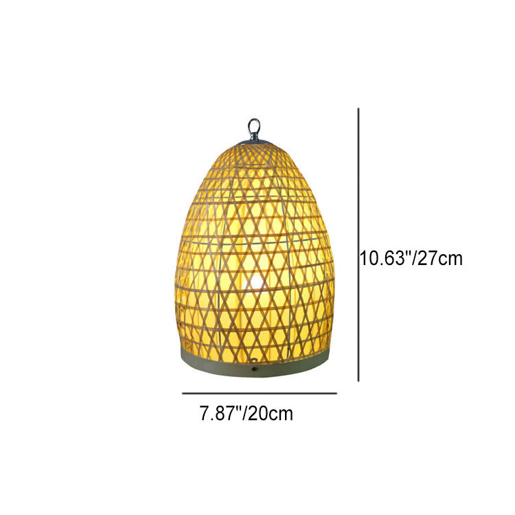 Bamboo Weaving Parchment Oval Floor Lamp