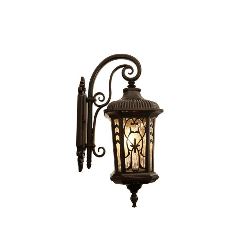 Carved Cage Aluminum Glass Outdoor Light