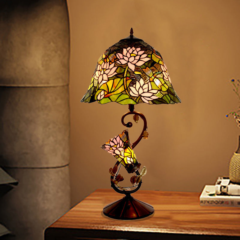 Bouquet Iron Stained Glass 3-Light Table Lamp