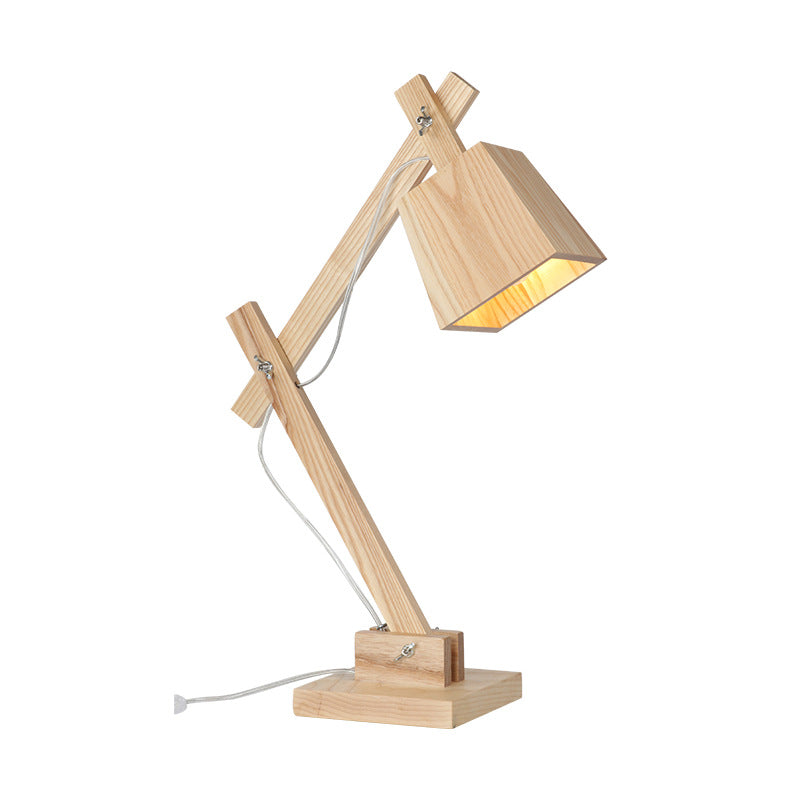 Solid Wood Cone Long Table Lamp