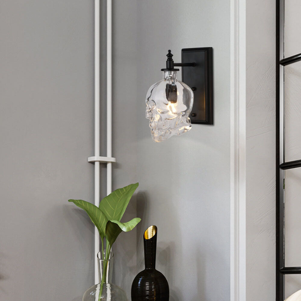 Round Skull Glass Iron Wall Lamp