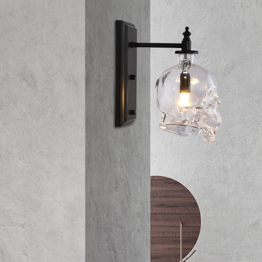 Round Skull Glass Iron Wall Lamp