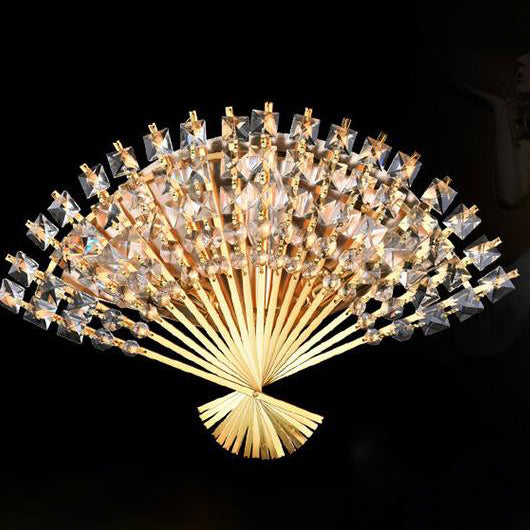 Crystal Fan Shape 3-Light Wall Lamp