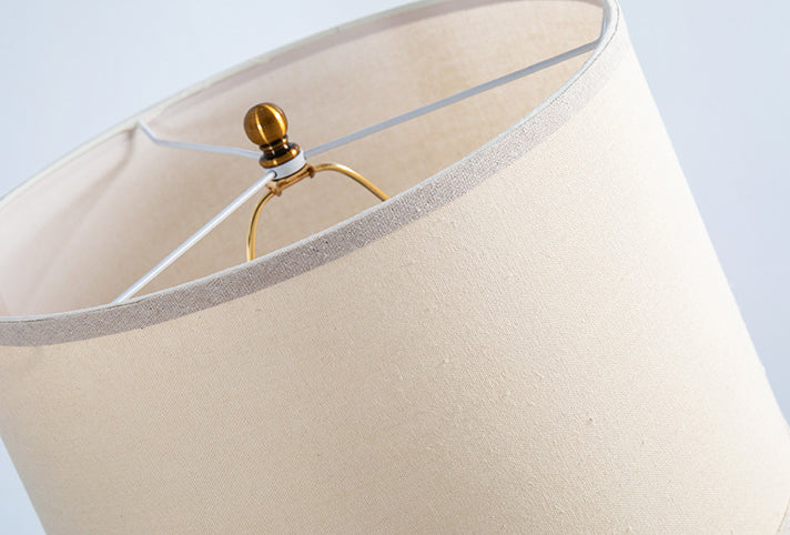 Fabric Ceramic Column Brass Table Lamp