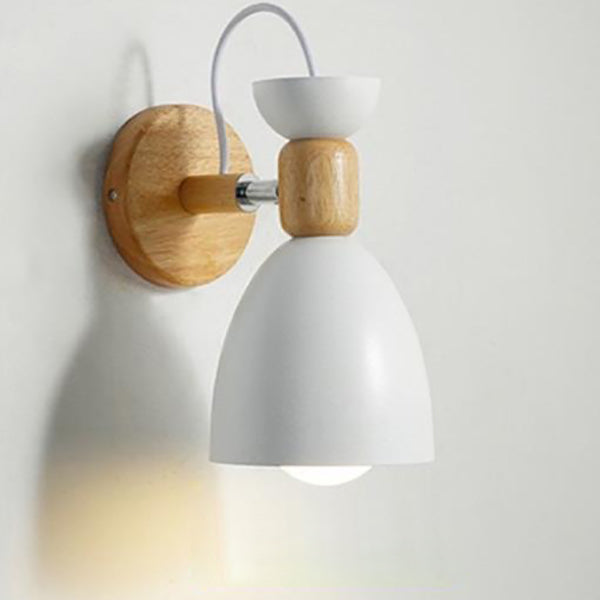 Macaron Iron Solid Wood Wall Lamp