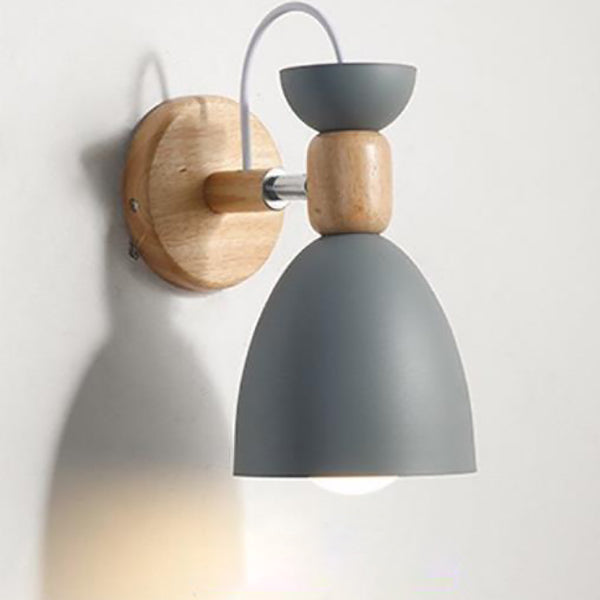 Macaron Iron Solid Wood Wall Lamp