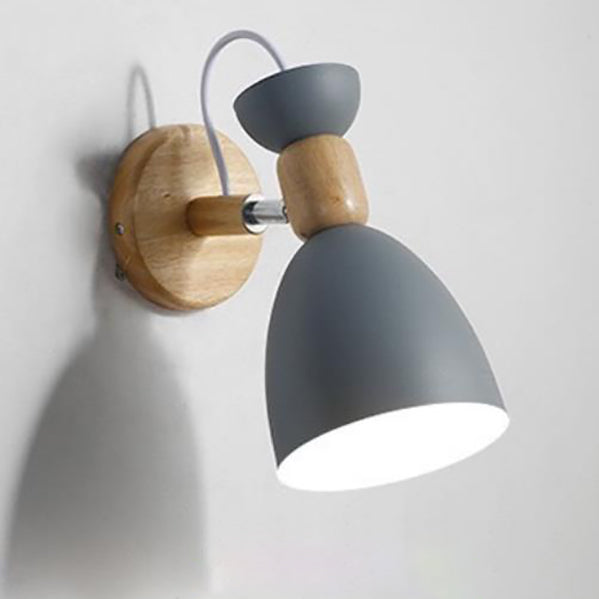 Macaron Iron Solid Wood Wall Lamp