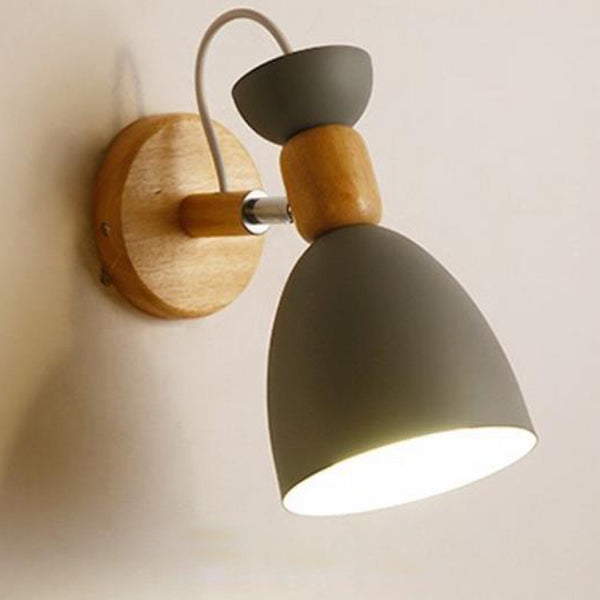 Macaron Iron Solid Wood Wall Lamp