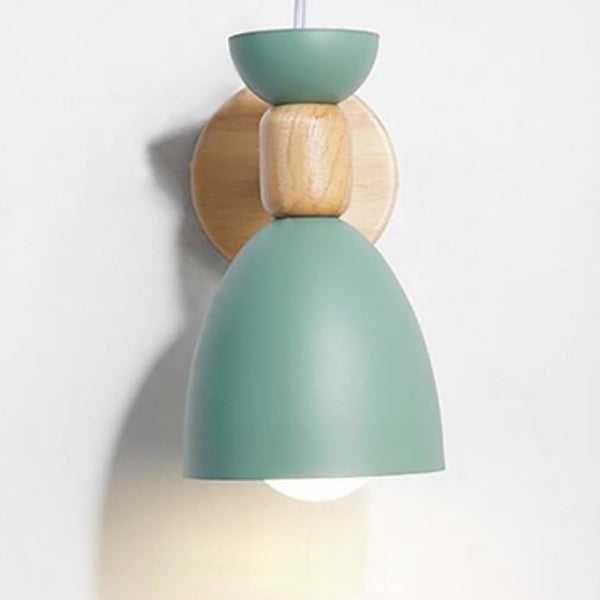 Macaron Iron Solid Wood Wall Lamp