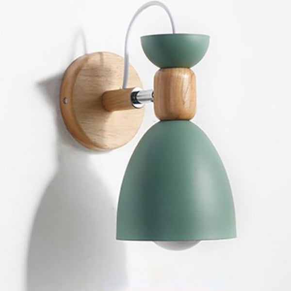 Macaron Iron Solid Wood Wall Lamp