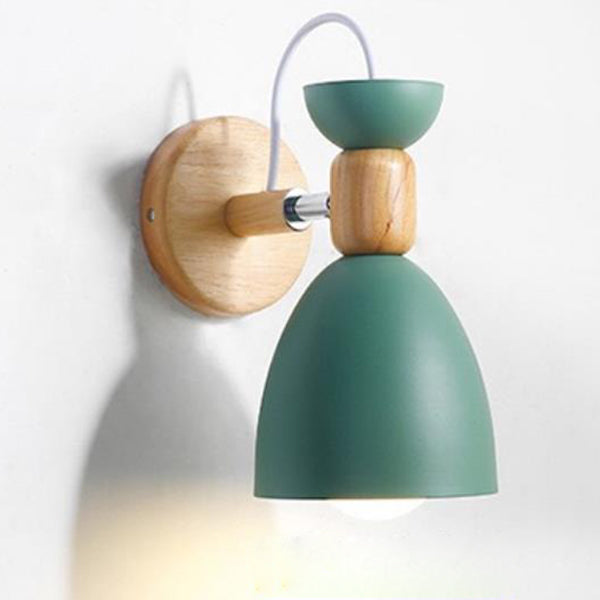 Macaron Iron Solid Wood Wall Lamp