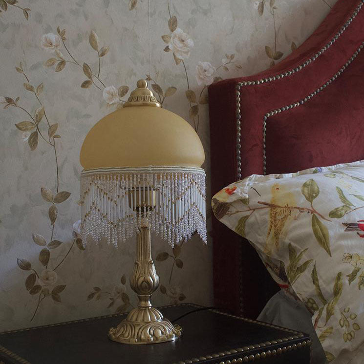 Bohemian Glass Dome Tassel Table Lamp