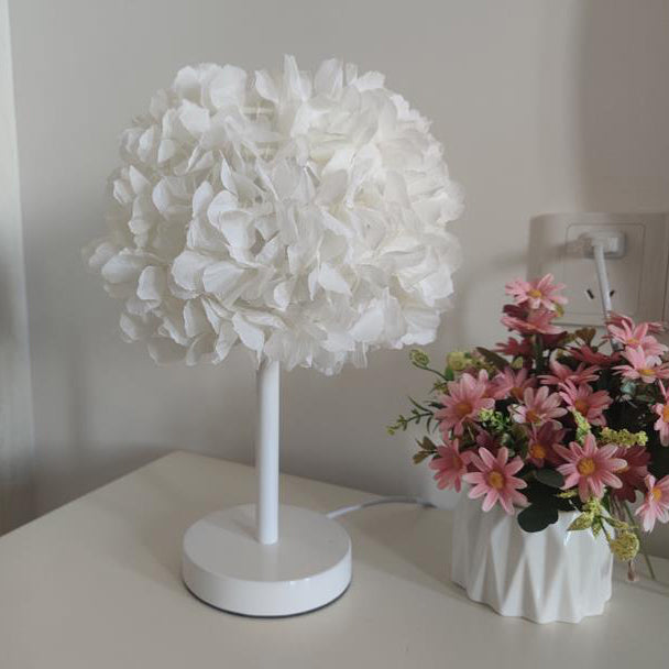 Fabric Flower Ball Table Lamp
