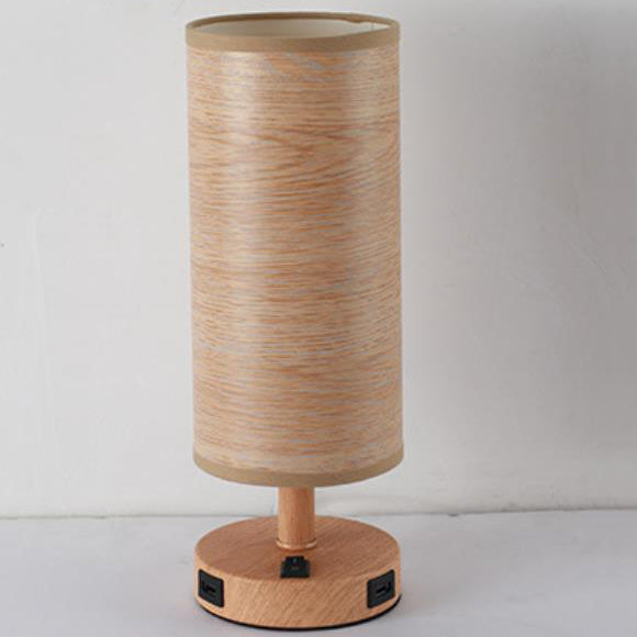 Wood Grain Fabric Table Lamp