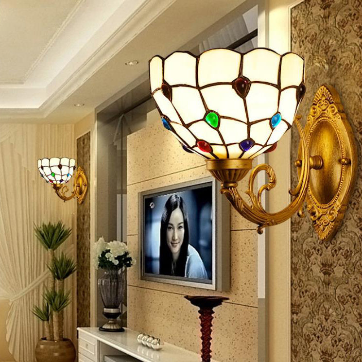 Gemstone Stained Glass Bowl Wall Lamp