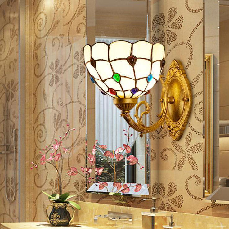 Gemstone Stained Glass Bowl Wall Lamp