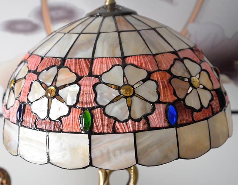 Floral Stained Glass Swan 2-Light Table Lamp