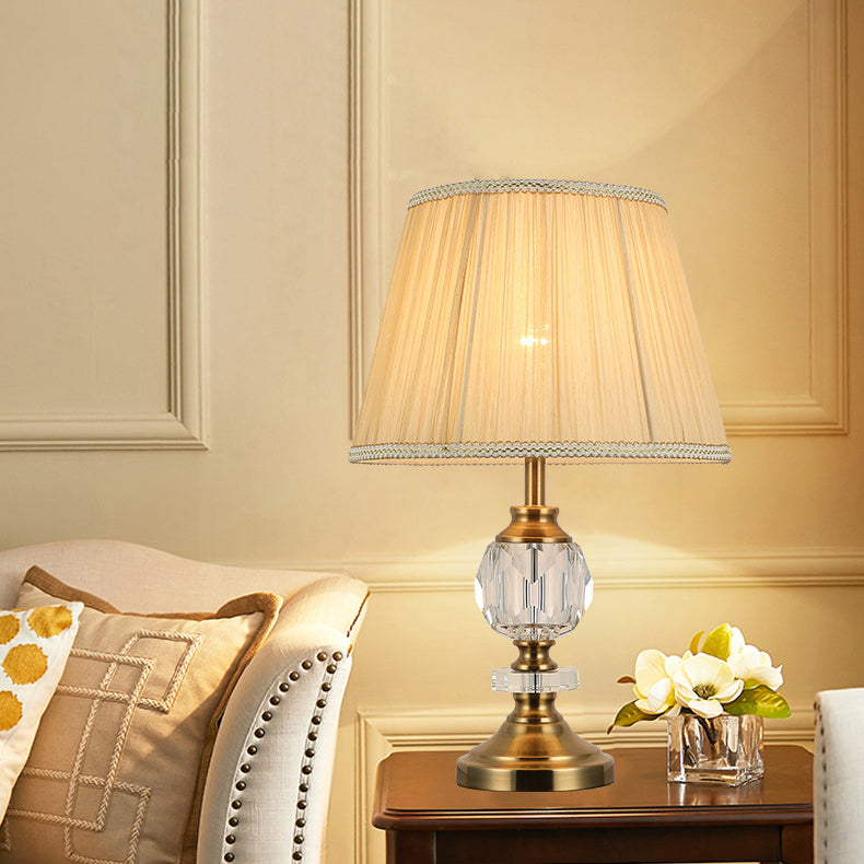 Fabric Lampshade Crystal Decorative Table Lamp