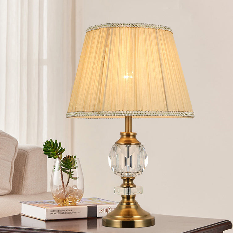Fabric Lampshade Crystal Decorative Table Lamp