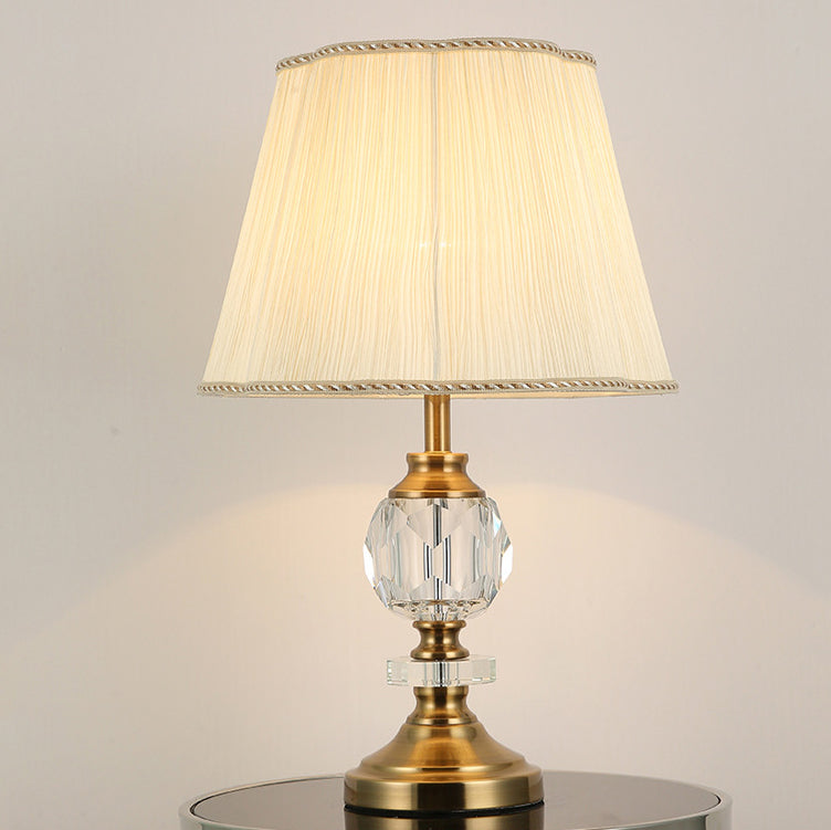 Fabric Lampshade Crystal Decorative Table Lamp