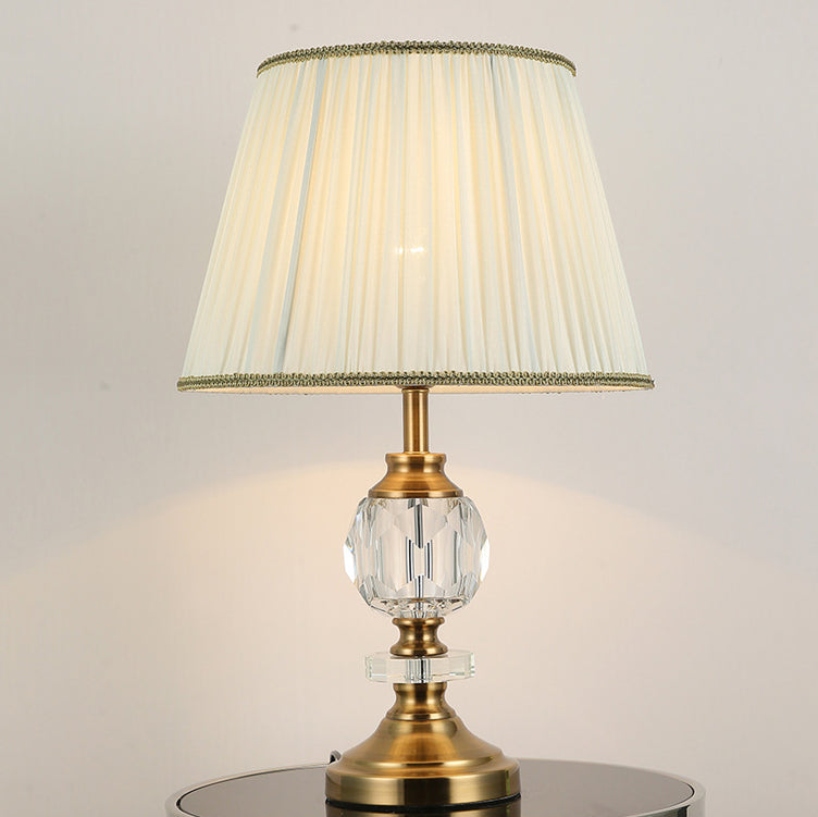 Fabric Lampshade Crystal Decorative Table Lamp