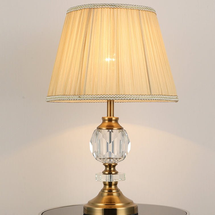 Fabric Lampshade Crystal Decorative Table Lamp