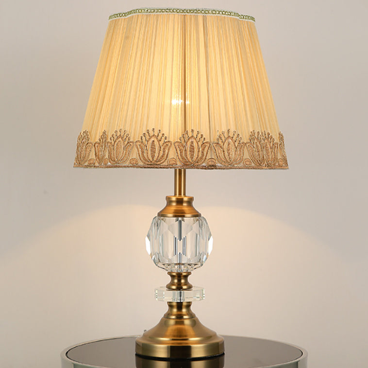 Fabric Lampshade Crystal Decorative Table Lamp
