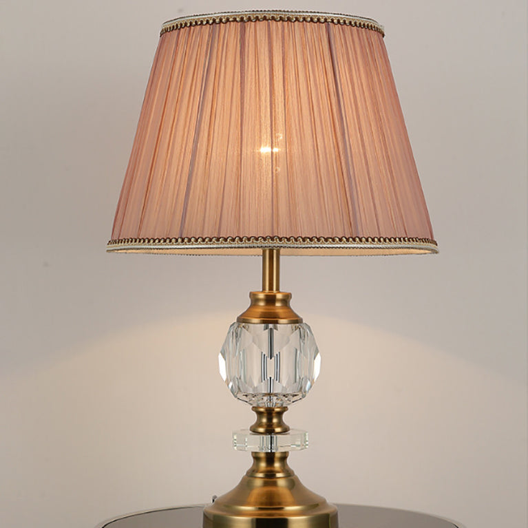 Fabric Lampshade Crystal Decorative Table Lamp