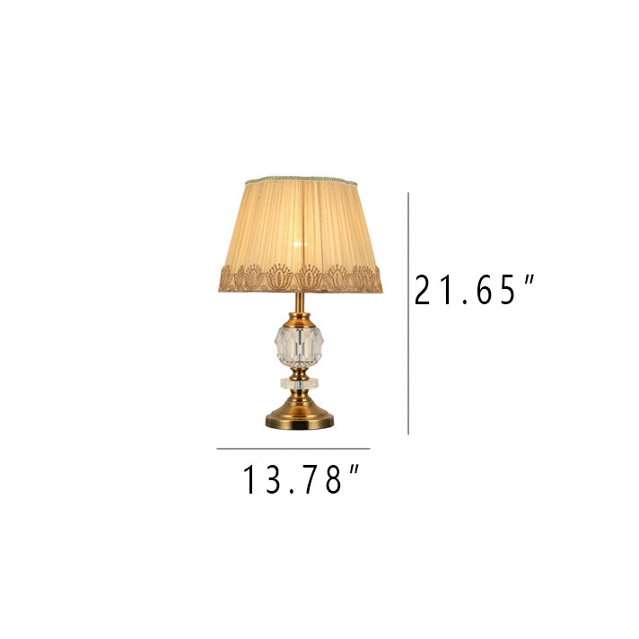 Fabric Lampshade Crystal Decorative Table Lamp