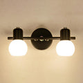 White Glass Dome Vanity 2-Light Wall Lamp