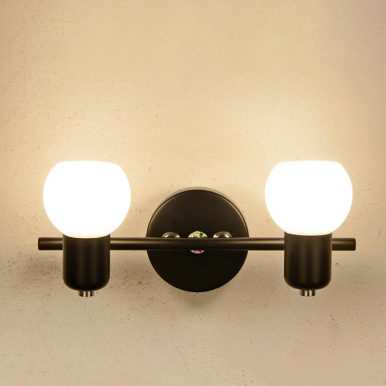 White Glass Dome Vanity 2-Light Wall Lamp