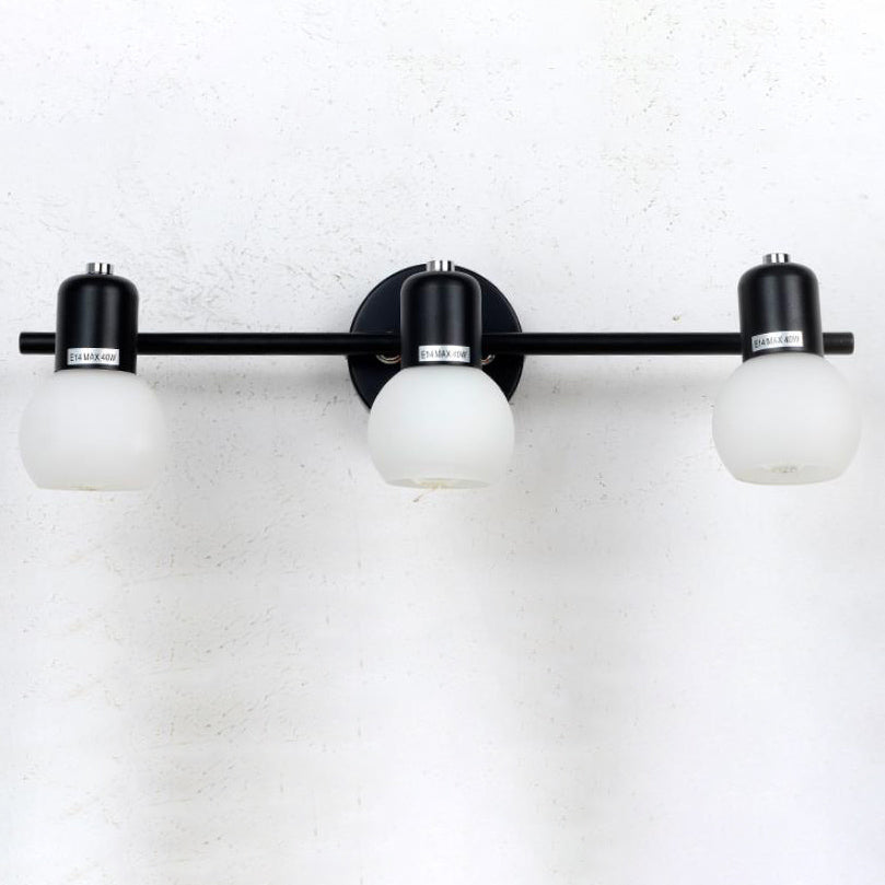 White Glass Dome Vanity 2-Light Wall Lamp