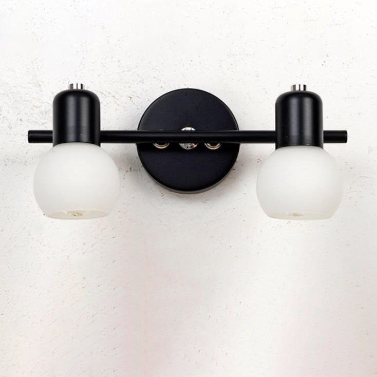 White Glass Dome Vanity 2-Light Wall Lamp