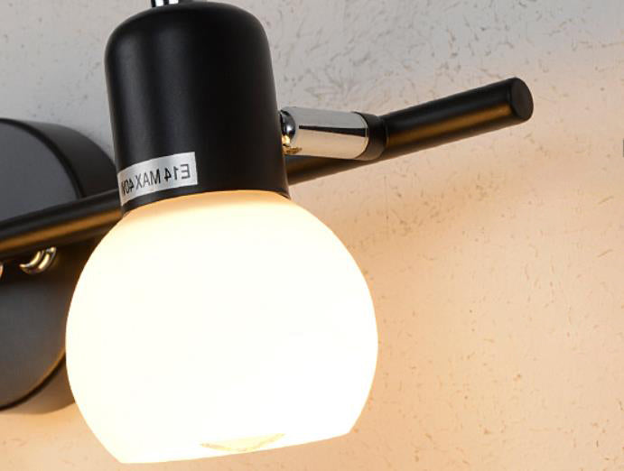 White Glass Dome Vanity 2-Light Wall Lamp