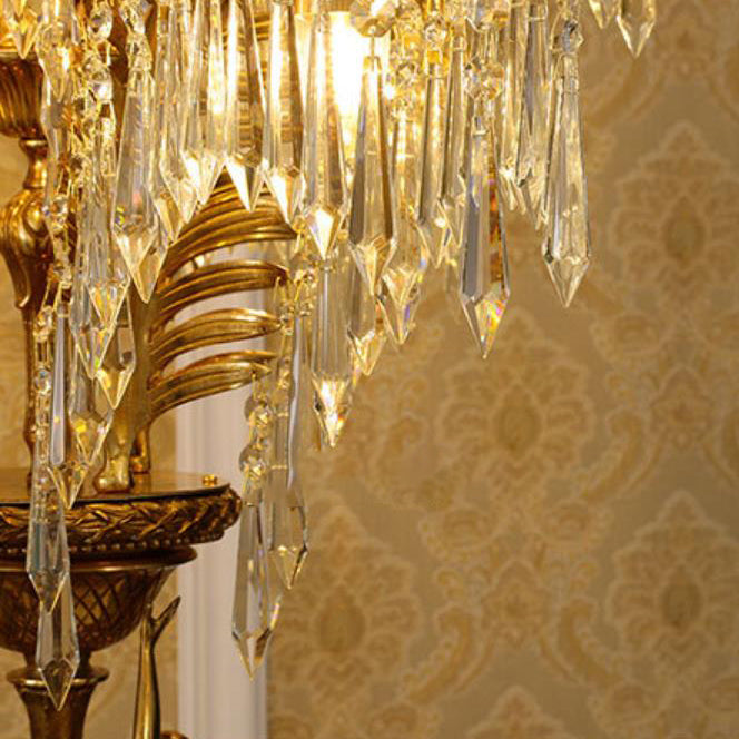 Brass Crystal Tree Angel 6-Light Table Lamp
