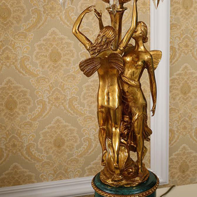 Brass Crystal Tree Angel 6-Light Table Lamp
