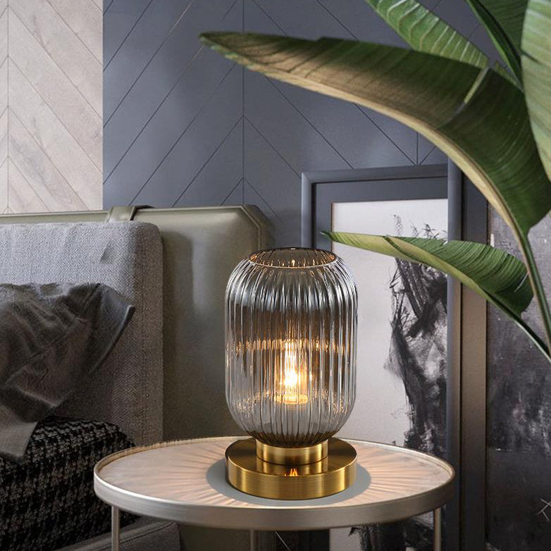 Striped Glass Oval Design Table Lamp