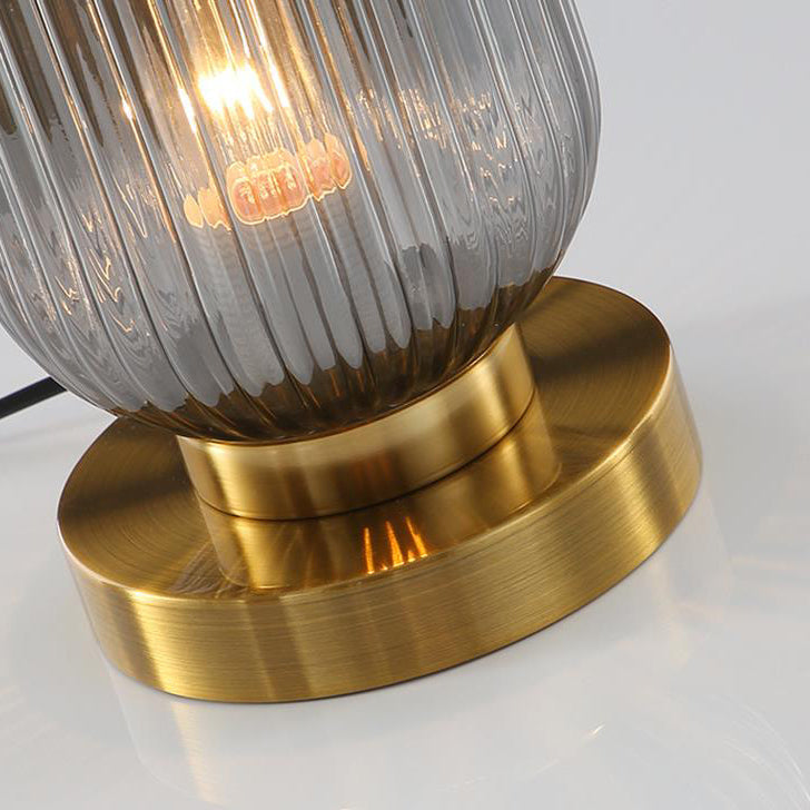 Striped Glass Oval Design Table Lamp
