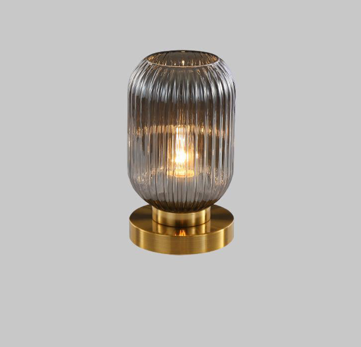 Striped Glass Oval Design Table Lamp