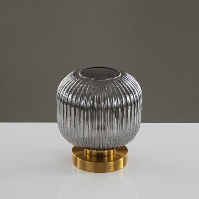 Striped Glass Oval Design Table Lamp