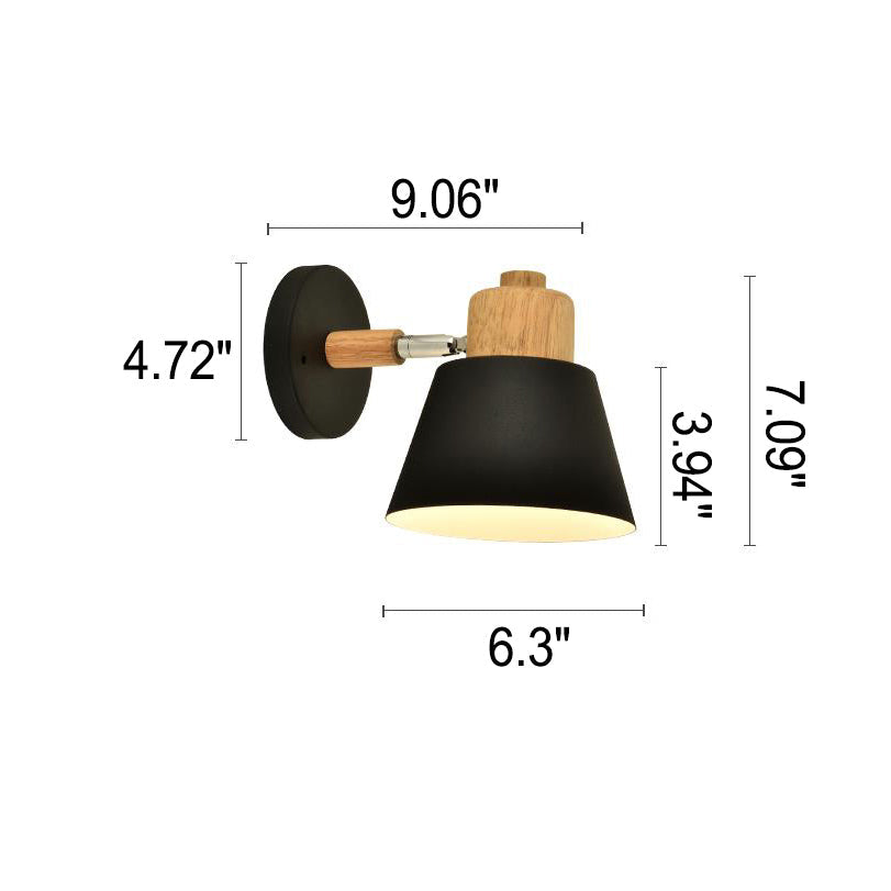 Macaron Dome Cone Wood Wall Lamp