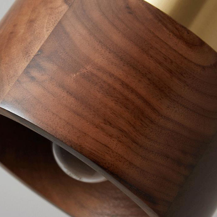 Copper Walnut Round Wall Lamp