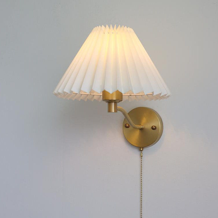 Pleated Brass Wall Lamp