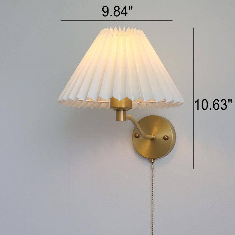 Pleated Brass Wall Lamp