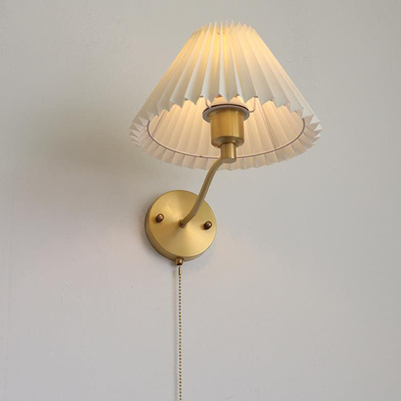 Pleated Brass Wall Lamp