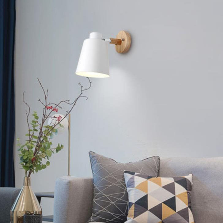 Solid Color Iron Wood Wall Lamp